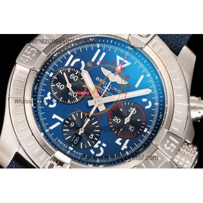 Avenger B01 AB01821 ETA7750 Automatic Chronograph Mens Watch Best Edition BLSF 45mm Blue Dial Leather Strap