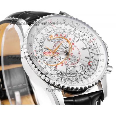 Montbrillant Datora GMT A2133012 A7751 Automatic Chronograph Mens Watch Best Edition BLSF Silver Dial Black Leather