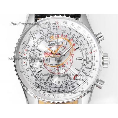 Montbrillant Datora GMT A2133012 A7751 Automatic Chronograph Mens Watch Best Edition BLSF Silver Dial Black Leather