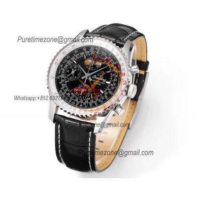 Montbrillant Datora GMT A2133012 A7751 Automatic Chronograph Mens Watch Best Edition BLSF Black Dial Leather Strap