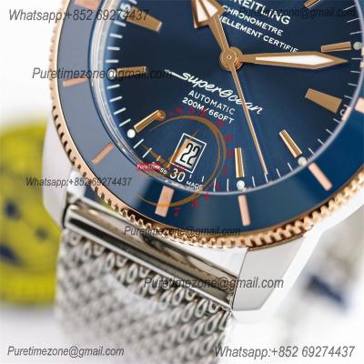 Heritage Automatic UB2010161 42 A2824 Automatic Mens Watch Best Edition BLSF Two Tone RG Blue Dial SS Mesh Bracelet