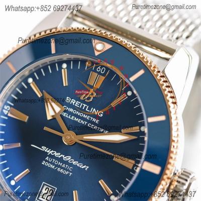 Heritage Automatic UB2010161 42 A2824 Automatic Mens Watch Best Edition BLSF Two Tone RG Blue Dial SS Mesh Bracelet