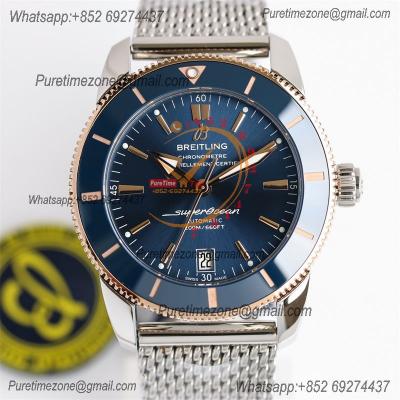 Heritage Automatic UB2010161 42 A2824 Automatic Mens Watch Best Edition BLSF Two Tone RG Blue Dial SS Mesh Bracelet