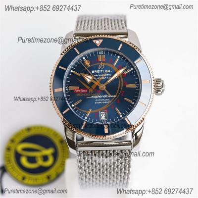 Heritage Automatic UB2010161 42 A2824 Automatic Mens Watch Best Edition BLSF Two Tone RG Blue Dial SS Mesh Bracelet