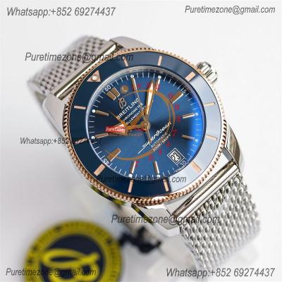 Heritage Automatic UB2010161 42 A2824 Automatic Mens Watch Best Edition BLSF Two Tone RG Blue Dial SS Mesh Bracelet