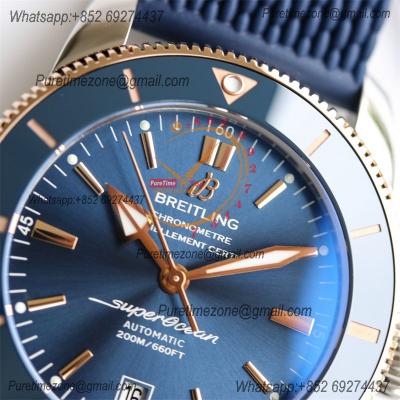 Heritage Automatic UB2010161 42 A2824 Automatic Mens Watch Best Edition BLSF Two Tone RG Blue Dial Rubber Strap