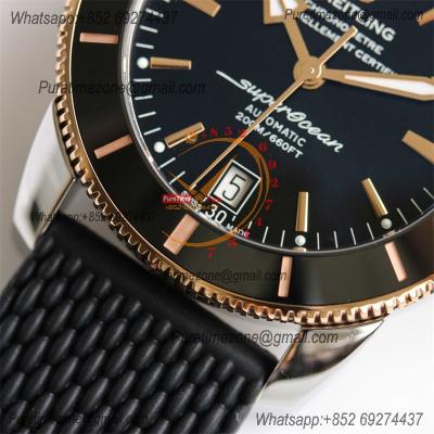 Heritage Automatic UB2010161 42 A2824 Automatic Mens Watch Best Edition BLSF Two Tone RG Black Dial Rubber Strap