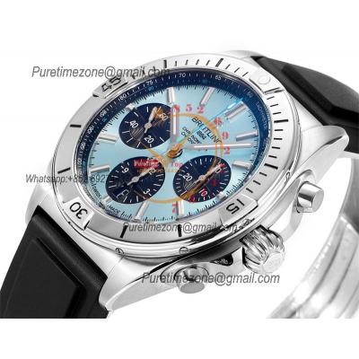 Chronomat B01 PB0134101 A7750 Automatic Chronograph Mens Watch Best Edition BLSF 42 SS Tiffany Blue Dial Black Rubber