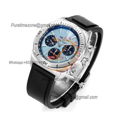 Chronomat B01 PB0134101 A7750 Automatic Chronograph Mens Watch Best Edition BLSF 42 SS Tiffany Blue Dial Black Rubber