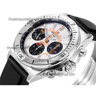 Chronomat B01 PB0134101 A7750 Automatic Chronograph Mens Watch Best Edition BLSF 42 SS Whtie Dial Black Rubber