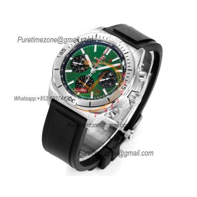 Chronomat B01 PB0134101 A7750 Automatic Chronograph Mens Watch Best Edition BLSF 42 SS Green Dial Black Rubber