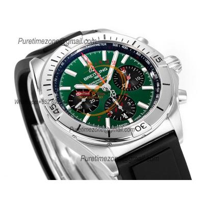 Chronomat B01 PB0134101 A7750 Automatic Chronograph Mens Watch Best Edition BLSF 42 SS Green Dial Black Rubber