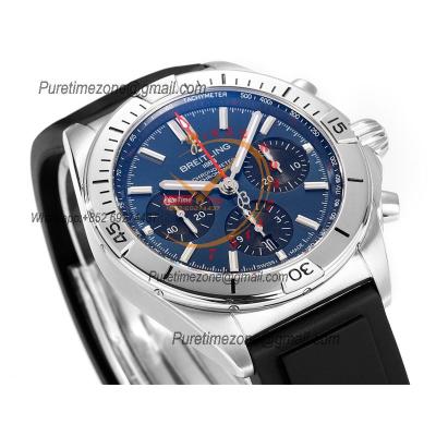 Chronomat B01 PB0134101 A7750 Automatic Chronograph Mens Watch Best Edition BLSF 42 SS Blue Dial Black Rubber