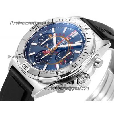 Chronomat B01 PB0134101 A7750 Automatic Chronograph Mens Watch Best Edition BLSF 42 SS Blue Dial Black Rubber