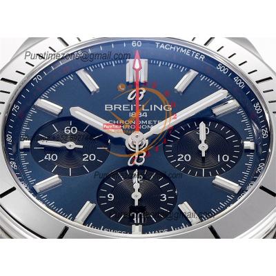 Chronomat B01 PB0134101 A7750 Automatic Chronograph Mens Watch Best Edition BLSF 42 SS Blue Dial Black Rubber