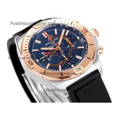 Chronomat B01 UB0134101 A7750 Automatic Chronograph Mens Watch Best Edition BLSF 42 SS RG Blue Dial Black Rubber