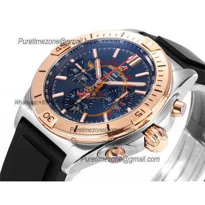 Chronomat B01 UB0134101 A7750 Automatic Chronograph Mens Watch Best Edition BLSF 42 SS RG Blue Dial Black Rubber