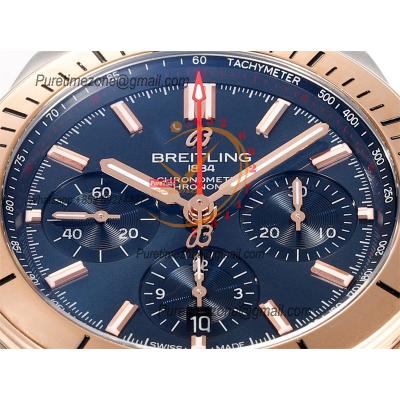 Chronomat B01 UB0134101 A7750 Automatic Chronograph Mens Watch Best Edition BLSF 42 SS RG Blue Dial Black Rubber