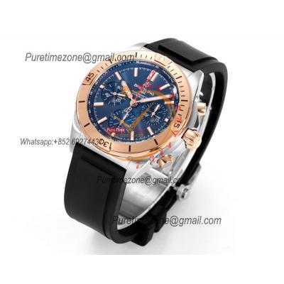 Chronomat B01 UB0134101 A7750 Automatic Chronograph Mens Watch Best Edition BLSF 42 SS RG Blue Dial Black Rubber