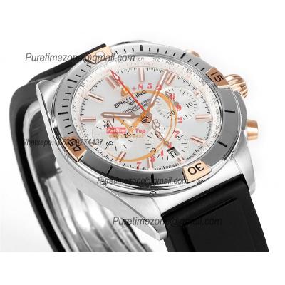 Chronomat B01 UB0134101 A7750 Automatic Chronograph Mens Watch Best Edition BLSF 42 SS RG Silver Dial SS Bracelet