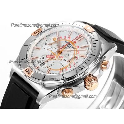 Chronomat B01 UB0134101 A7750 Automatic Chronograph Mens Watch Best Edition BLSF 42 SS RG Silver Dial SS Bracelet