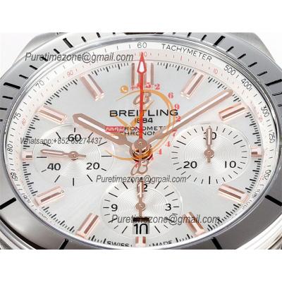 Chronomat B01 UB0134101 A7750 Automatic Chronograph Mens Watch Best Edition BLSF 42 SS RG Silver Dial SS Bracelet