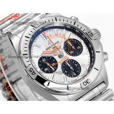 Chronomat B01 IB0134101 A7750 Automatic Chronograph Mens Watch Best Edition BLSF 42mm White Dial SS Bracelet