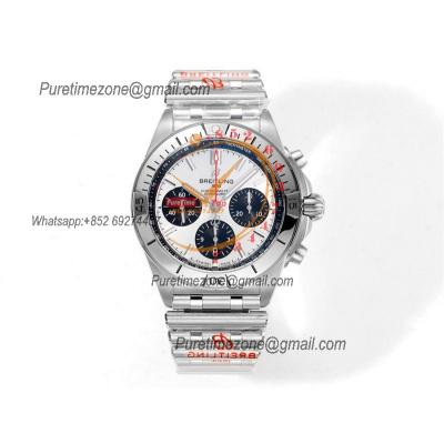 Chronomat B01 IB0134101 A7750 Automatic Chronograph Mens Watch Best Edition BLSF 42mm White Dial SS Bracelet