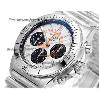 Chronomat B01 IB0134101 A7750 Automatic Chronograph Mens Watch Best Edition BLSF 42mm White Dial SS Bracelet