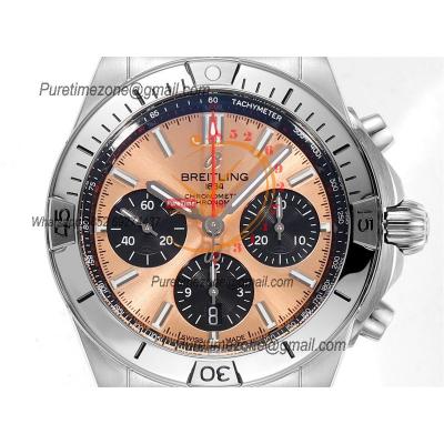 Chronomat B01 IB0134101 A7750 Automatic Chronograph Mens Watch Best Edition BLSF 42mm Copper Dial SS Bracelet