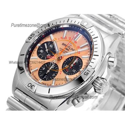 Chronomat B01 IB0134101 A7750 Automatic Chronograph Mens Watch Best Edition BLSF 42mm Copper Dial SS Bracelet