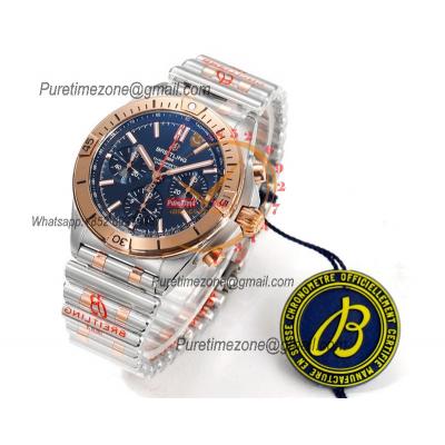 Chronomat B01 UB0134101 A7750 Automatic Chronograph Mens Watch Best Edition BLSF 42mm RG Blue Dial SS Bracelet