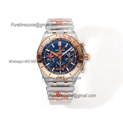 Chronomat B01 UB0134101 A7750 Automatic Chronograph Mens Watch Best Edition BLSF 42mm RG Blue Dial SS Bracelet