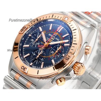 Chronomat B01 UB0134101 A7750 Automatic Chronograph Mens Watch Best Edition BLSF 42mm RG Blue Dial SS Bracelet