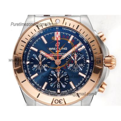 Chronomat B01 UB0134101 A7750 Automatic Chronograph Mens Watch Best Edition BLSF 42mm RG Blue Dial SS Bracelet