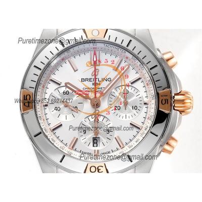 Chronomat B01 IB0134101 A7750 Automatic Chronograph Mens Watch Best Edition BLSF 42mm RG Silver Dial SS Bracelet