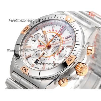 Chronomat B01 IB0134101 A7750 Automatic Chronograph Mens Watch Best Edition BLSF 42mm RG Silver Dial SS Bracelet