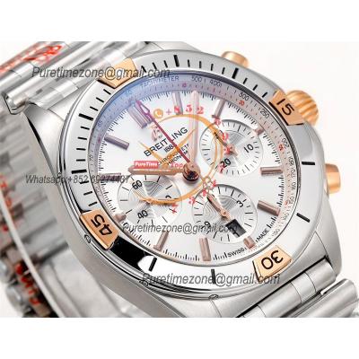 Chronomat B01 IB0134101 A7750 Automatic Chronograph Mens Watch Best Edition BLSF 42mm RG Silver Dial SS Bracelet