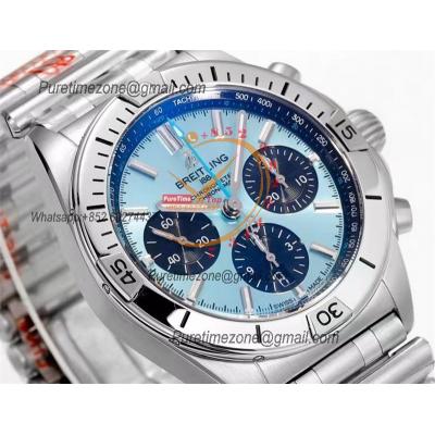 Chronomat B01 AB0134101 A7750 Automatic Chronograph Mens Watch Best Edition BLSF 42mm Tiffany Blue Dial SS Bracelet