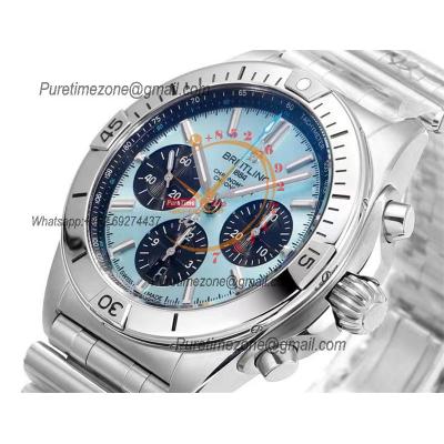 Chronomat B01 AB0134101 A7750 Automatic Chronograph Mens Watch Best Edition BLSF 42mm Tiffany Blue Dial SS Bracelet