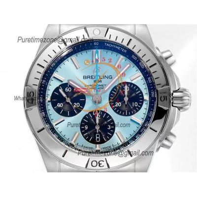 Chronomat B01 AB0134101 A7750 Automatic Chronograph Mens Watch Best Edition BLSF 42mm Tiffany Blue Dial SS Bracelet