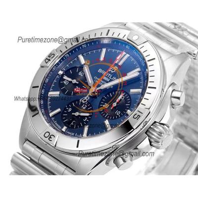 Chronomat B01 AB0134101 A7750 Automatic Chronograph Mens Watch Best Edition BLSF 42mm Blue Dial SS Bracelet