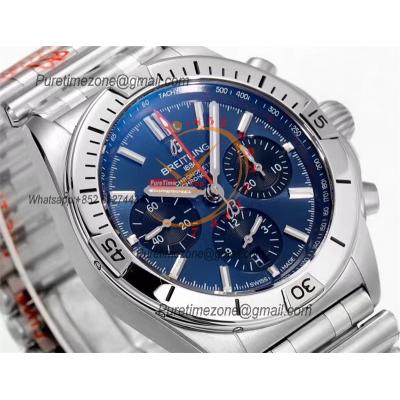 Chronomat B01 AB0134101 A7750 Automatic Chronograph Mens Watch Best Edition BLSF 42mm Blue Dial SS Bracelet