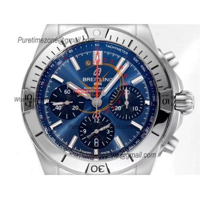 Chronomat B01 AB0134101 A7750 Automatic Chronograph Mens Watch Best Edition BLSF 42mm Blue Dial SS Bracelet