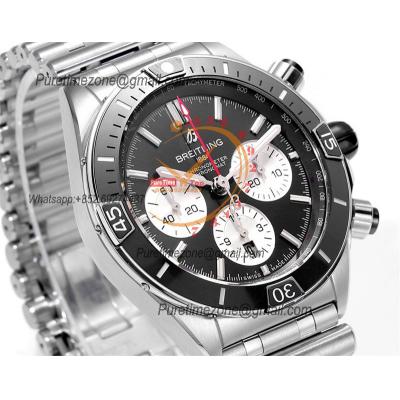 Chronomat B01 AB0136251 A7750 Automatic Chronograph Mens Watch Best Edition BLSF 44mm Black Dial SS Bracelet