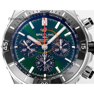 Chronomat B01 AB0136251 A7750 Automatic Chronograph Mens Watch Best Edition BLSF 44mm Green Dial Black Rubber