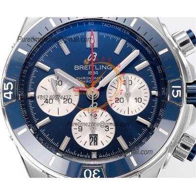 Chronomat B01 AB0136251 A7750 Automatic Chronograph Mens Watch Best Edition BLSF 44mm Blue Dial Blue Rubber