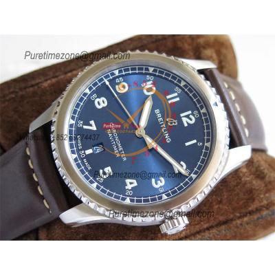 Navitimer Aviator 8 A17314101 A2824 Automatic Mens Watch Best Edition ZF SS Blue Dial Brown Leather Strap