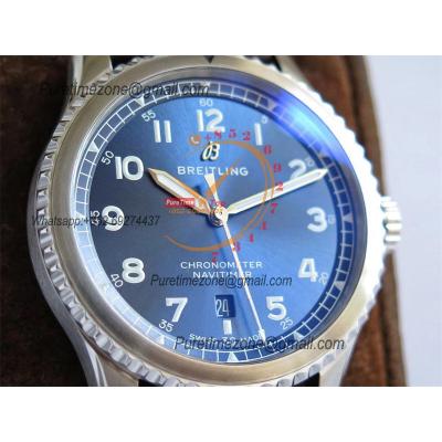 Navitimer Aviator 8 A17314101 A2824 Automatic Mens Watch Best Edition ZF SS Blue Dial Brown Leather Strap