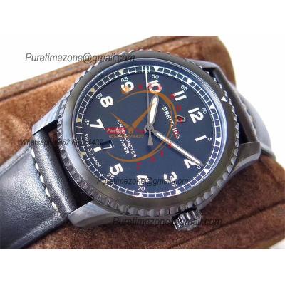 Navitimer Aviator 8 A17314101 A2824 Automatic Mens Watch Best Edition ZF PVD Steel All Black Dial Leather Strap